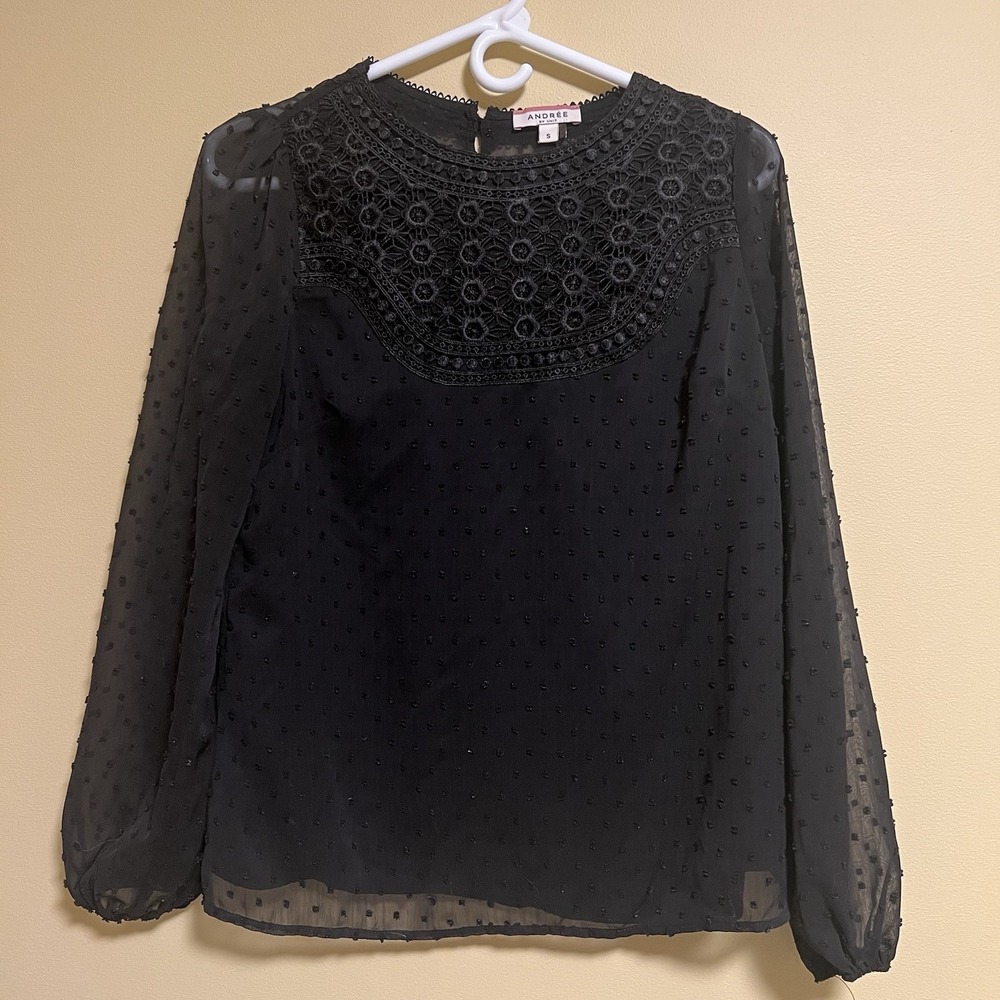 Andree Womens Blouse Top Goth Whimsigoth Sheer Long Sleeves Boho Festival Small